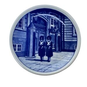 Porcelain Mini Plate Wall Art Royal Copenhagen Kongens Livgarde Blue 3.25 Inch